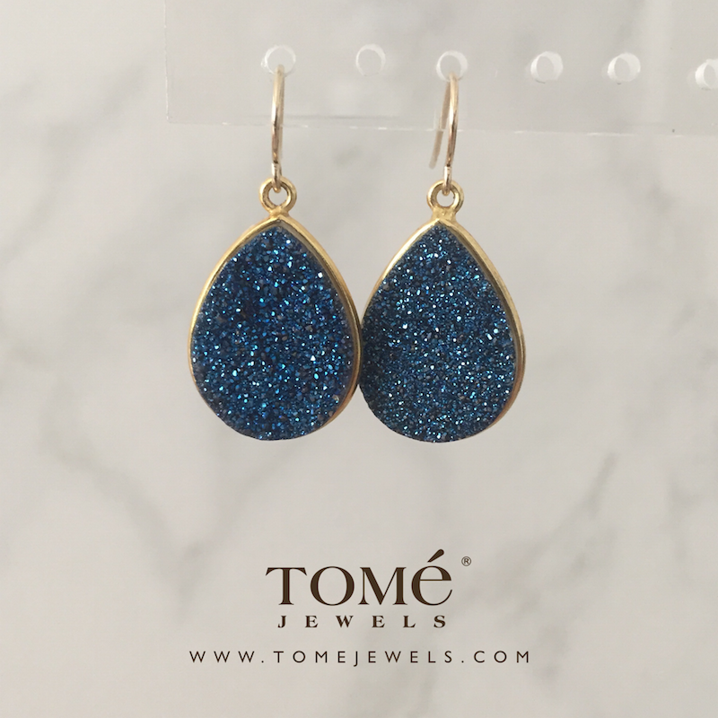 Aretes con gota Druza Azul