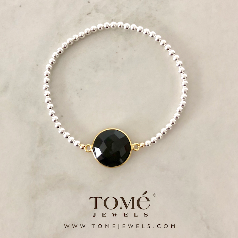 Pulsera SF con Ónix Negro Círculo 16mm