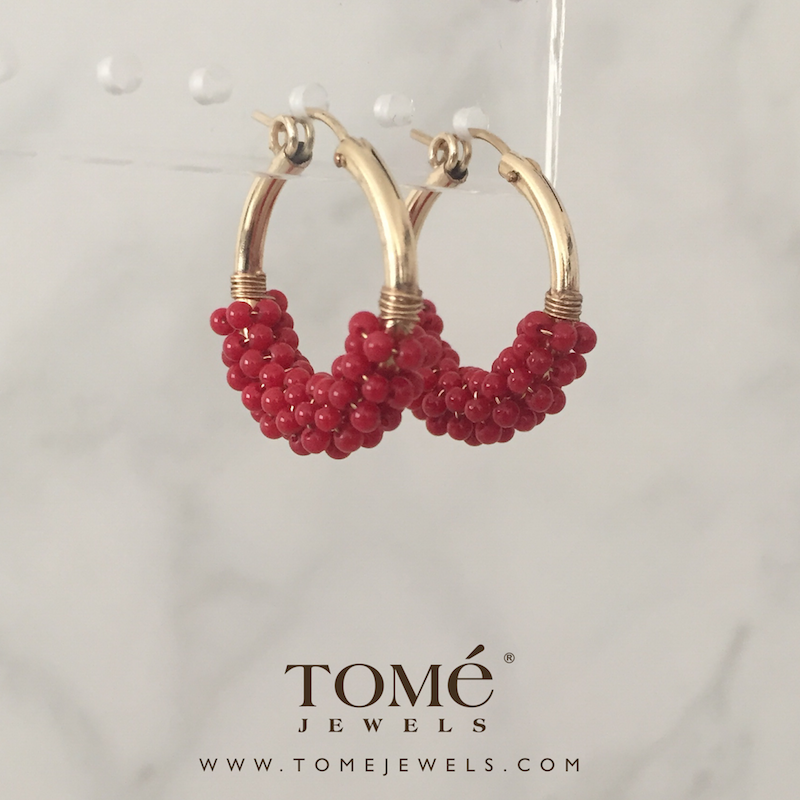 Arracadas Envueltas Coral Rojo - Imagen 4