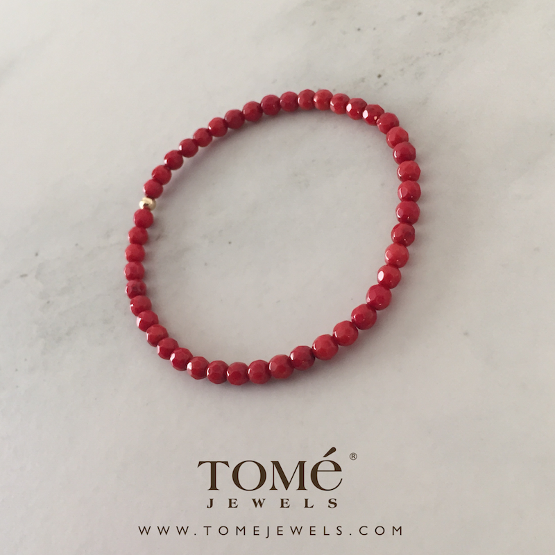 Alternative view of Pulsera Coral Rojo III 4mm