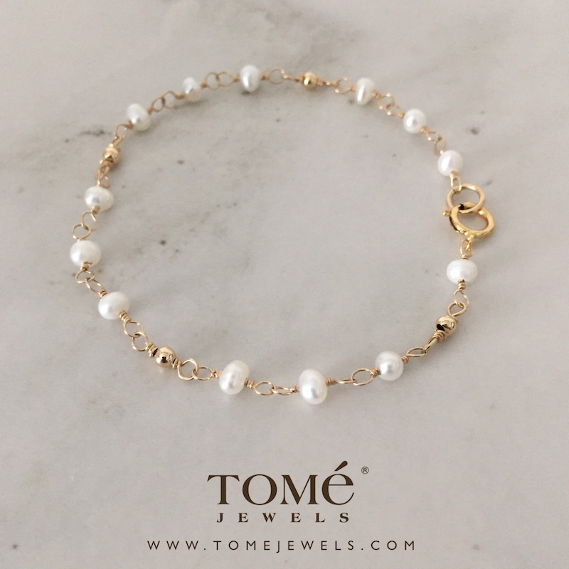 Pulsera con broche Perla Blanca y GF