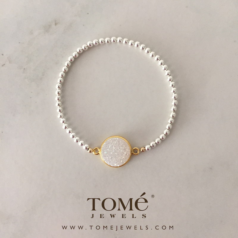 Pulsera SF con Círculo 16 Drusa Blanca