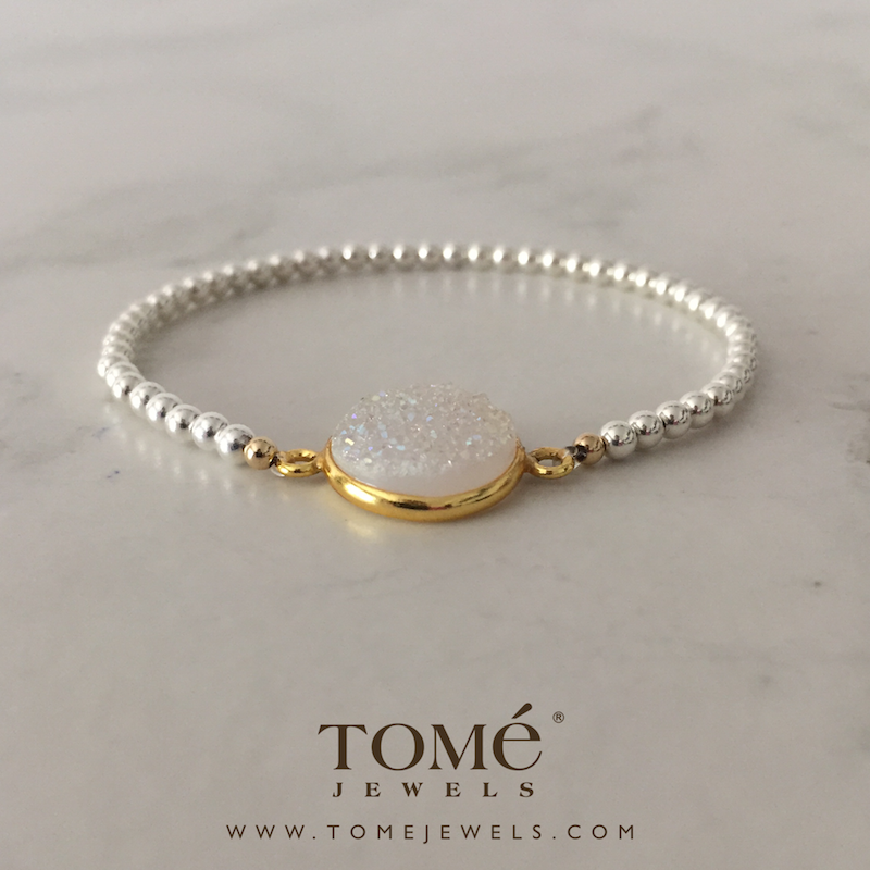 Pulsera SF con Círculo 16 Drusa Blanca - Imagen 3