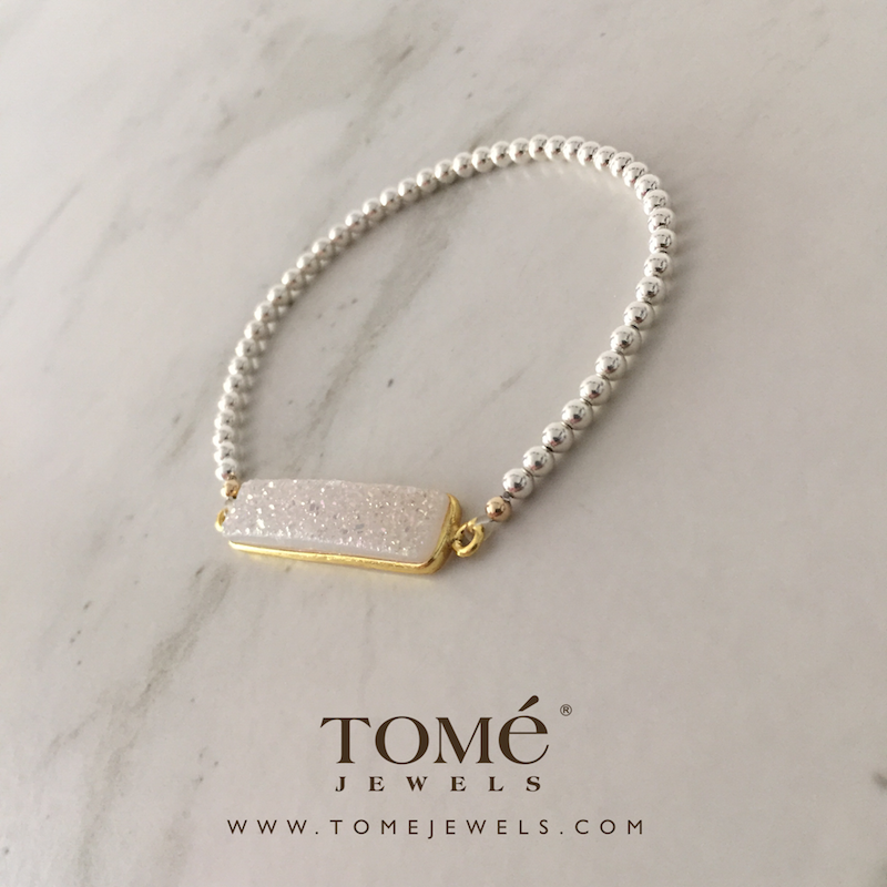 Alternative view of Pulsera SF con Barra Drusa Blanca