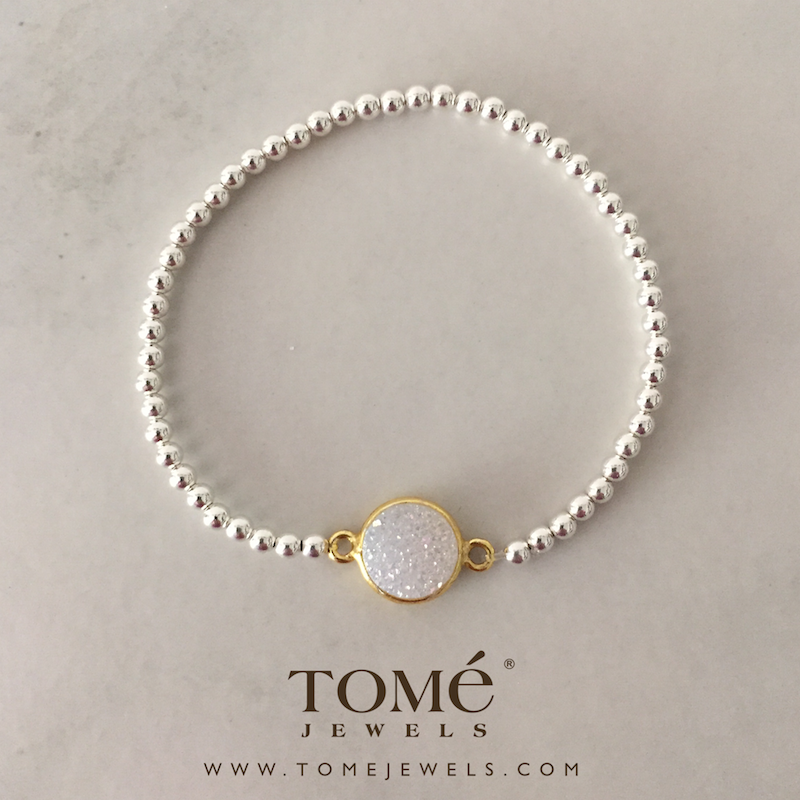 Pulsera SF con Círculo 11 Drusa Blanca