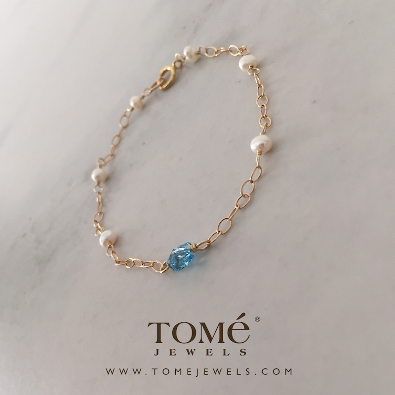 Alternative view of Pulsera con Flor SW Azul y Perlas