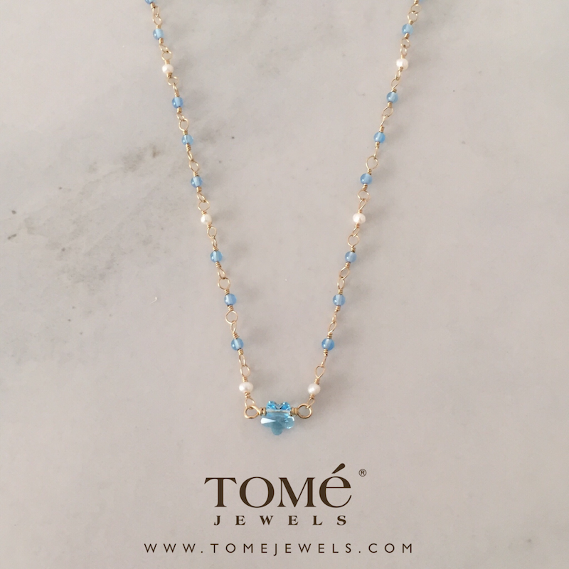 Collar con Ágata y Flor Azul