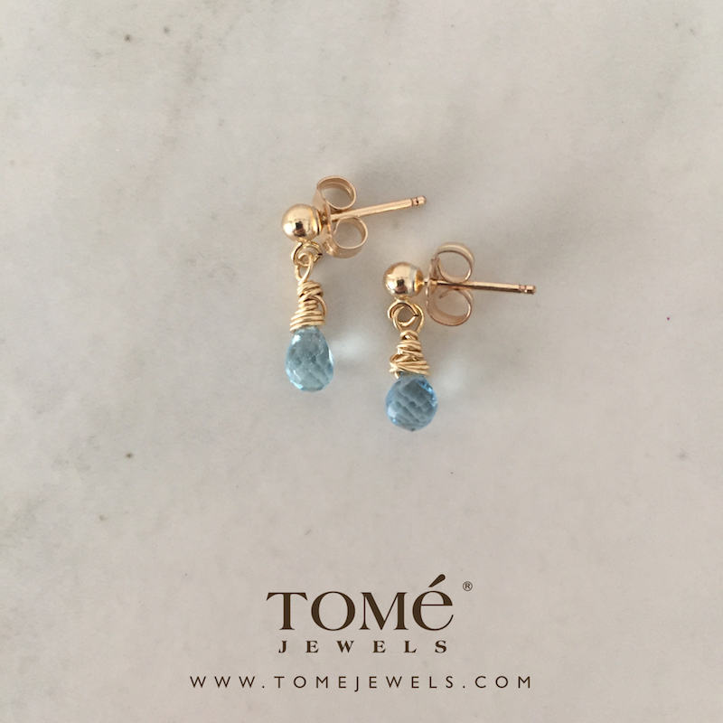 Aretes Gota Topacio Azul Claro