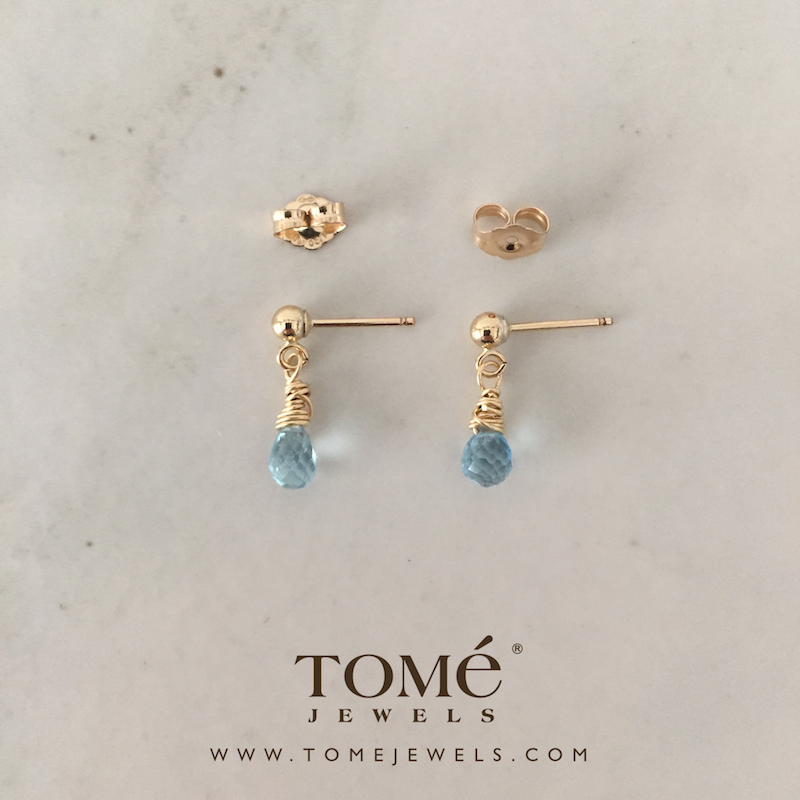 Alternative view of Aretes Gota Topacio Azul Claro