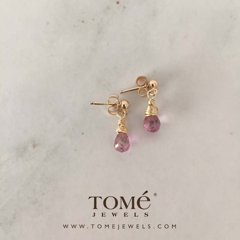 Aretes Gota Topacio Rosa