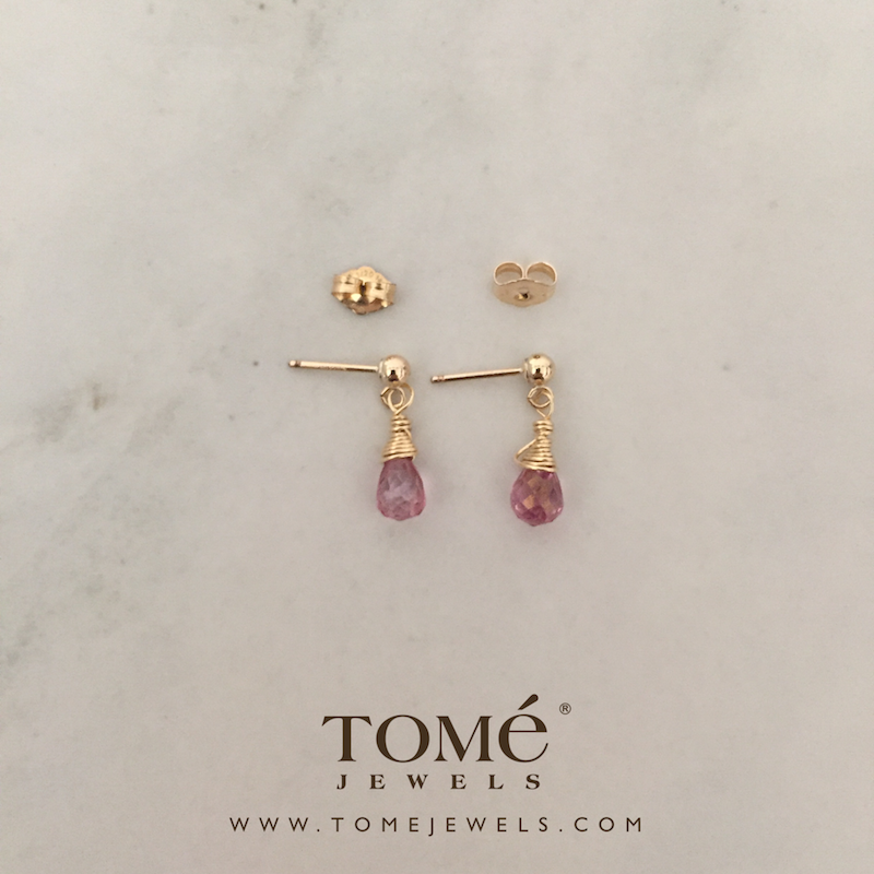 Alternative view of Aretes Gota Topacio Rosa