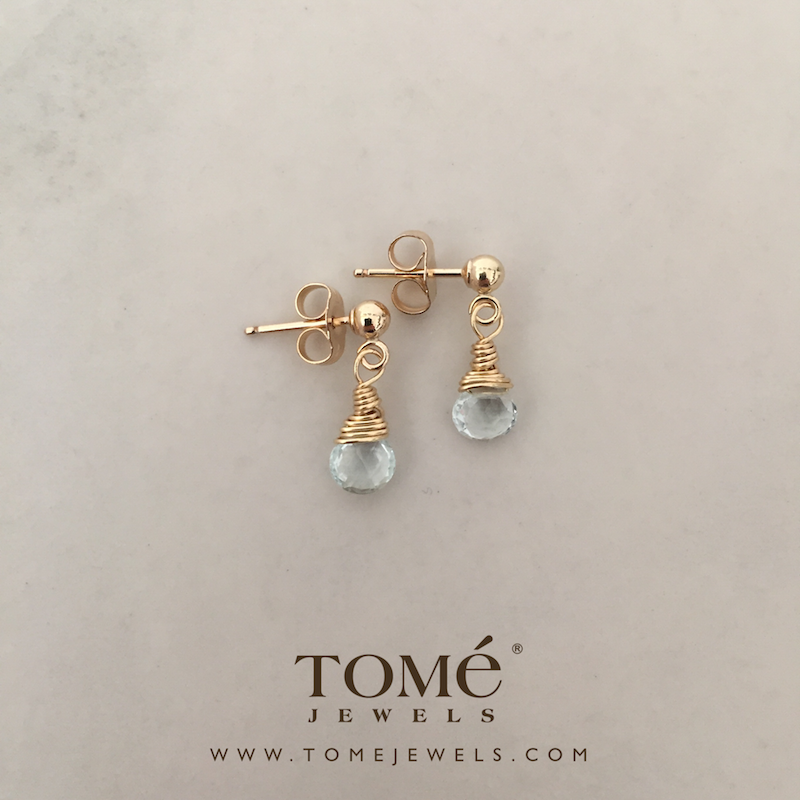Aretes Gota Aguamarina