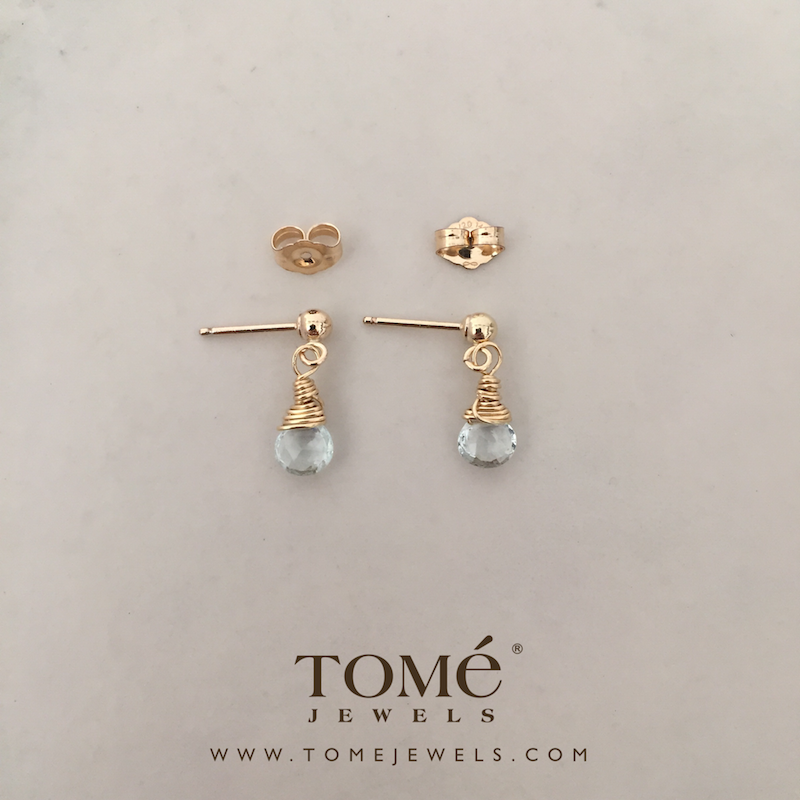 Alternative view of Aretes Gota Aguamarina