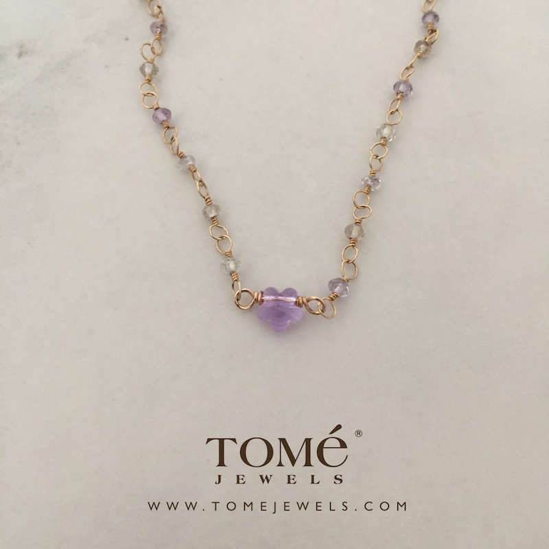 Collar Ametrina con Flor SW Lila