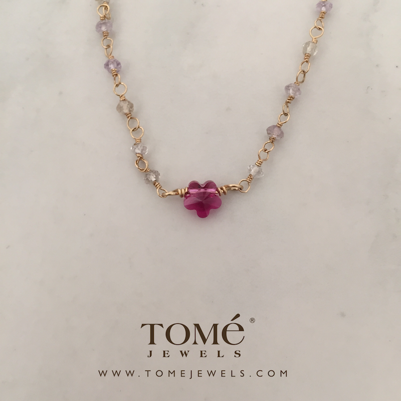 Collar con Flor SW Fucsia