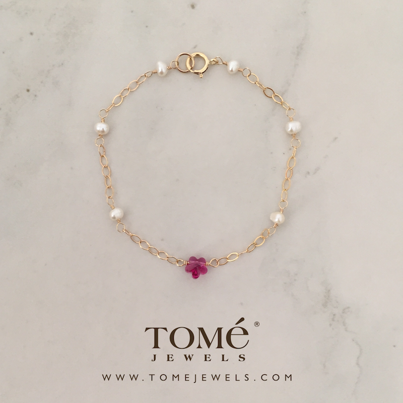 Pulsera con Flor SW Fucsia