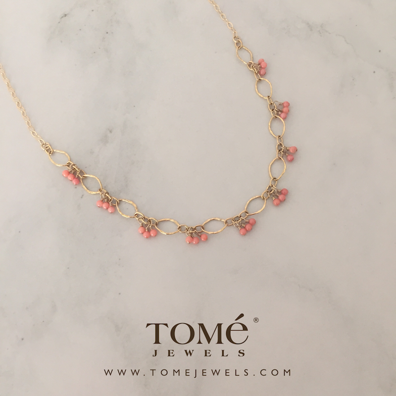 Collar Coral Rosa Racimos - Imagen 3