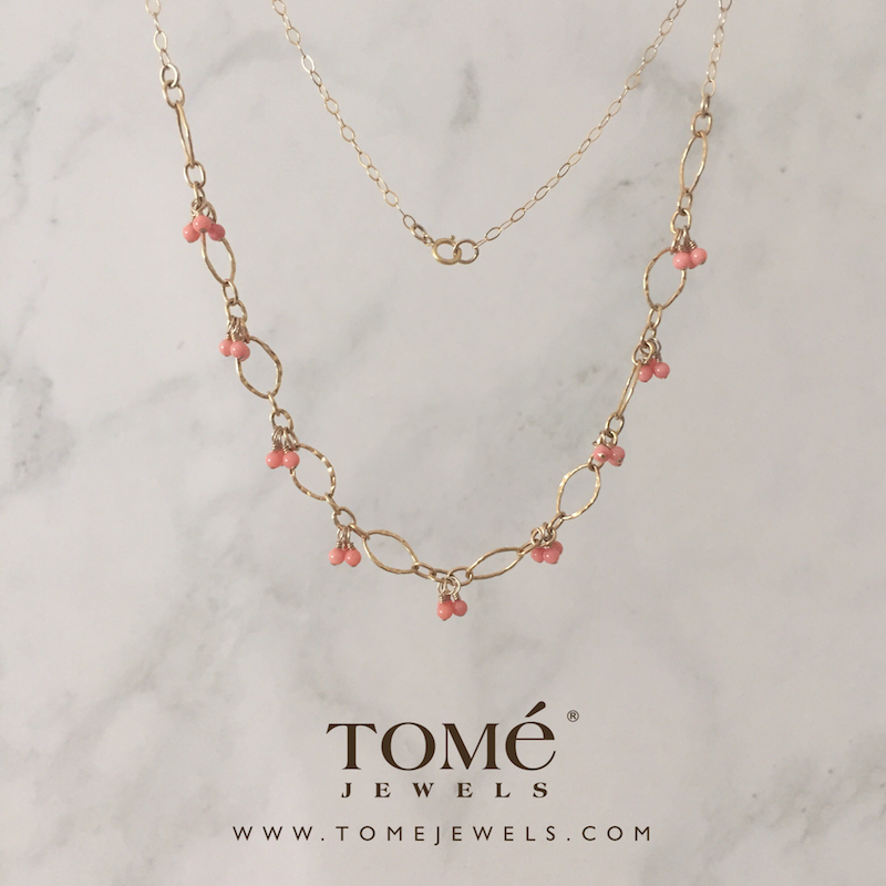 Collar Coral Rosa Racimos
