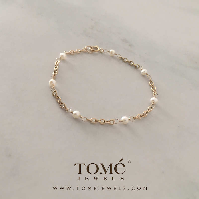 Alternative view of Pulsera Perla Blanca Intercalada