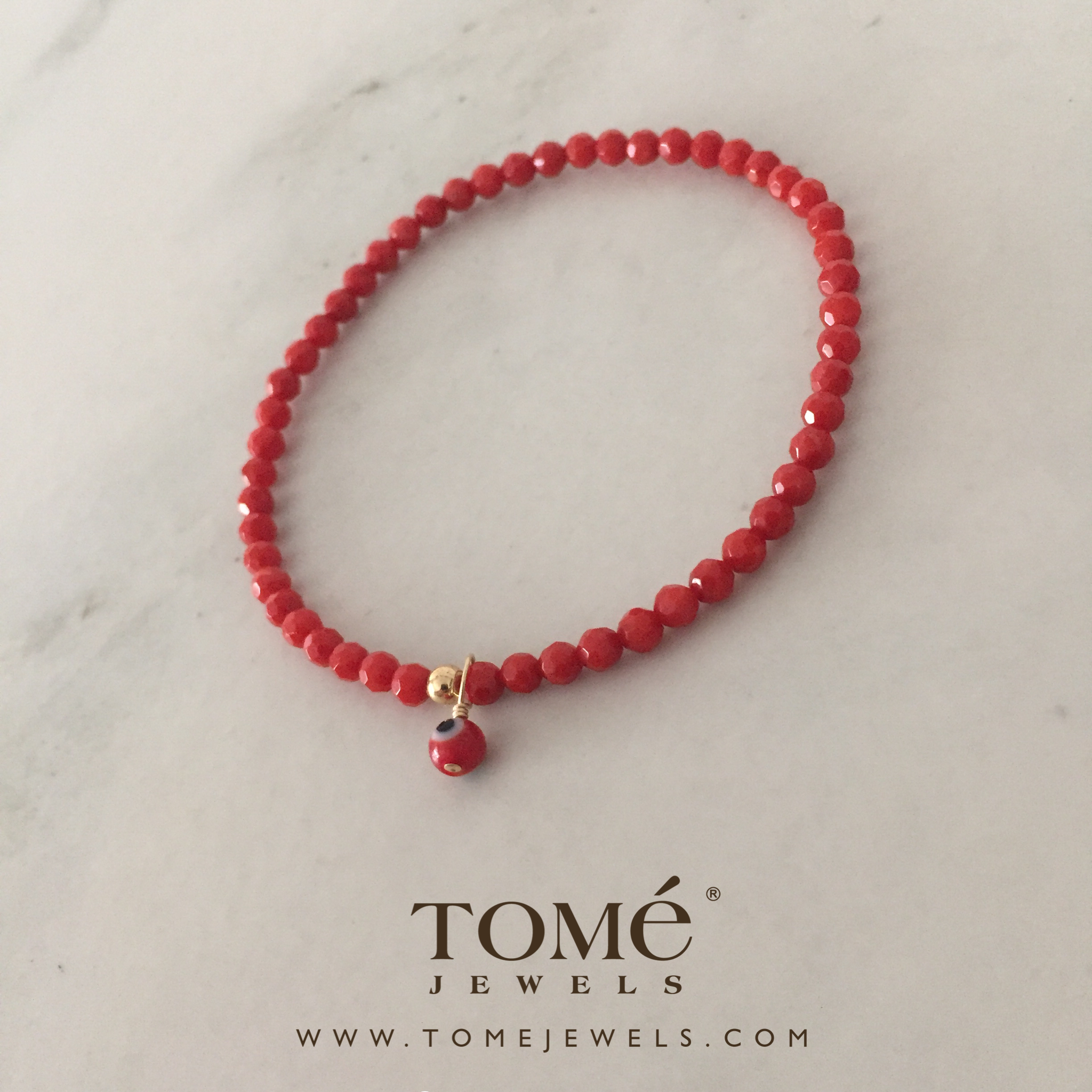 Pulsera Coral Rojo con ojito