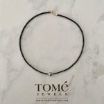 Collar corto con Espinela Negra y Perla Tornasol