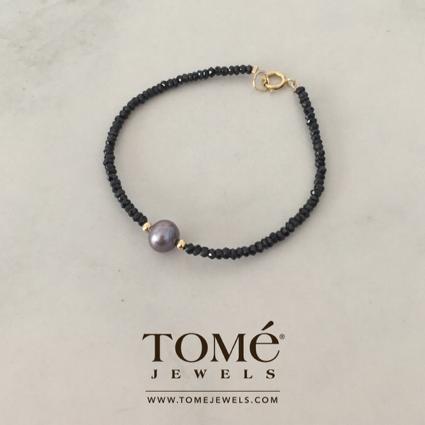 Pulsera Espinela Negra Facetada con broche