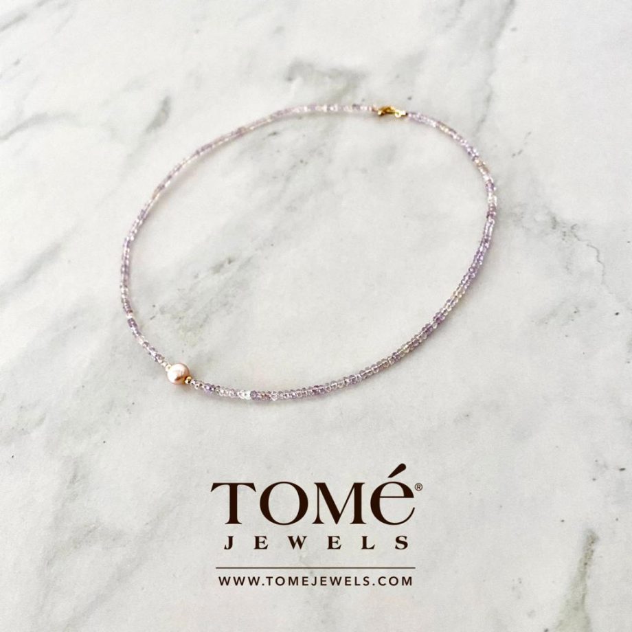 Collar corto con Ametrina y Perla Rosa