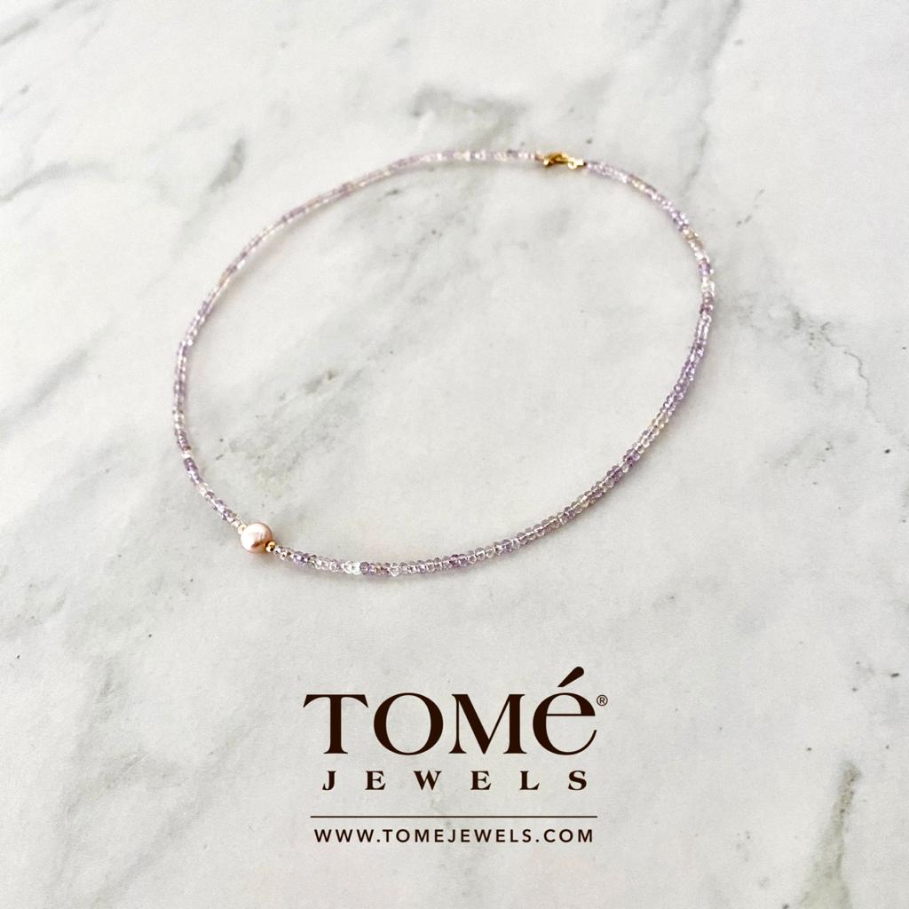 Collar corto con Ametrina y Perla Rosa