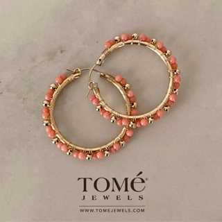 Arracadas Luna Llena Zig Zag Coral Rosa